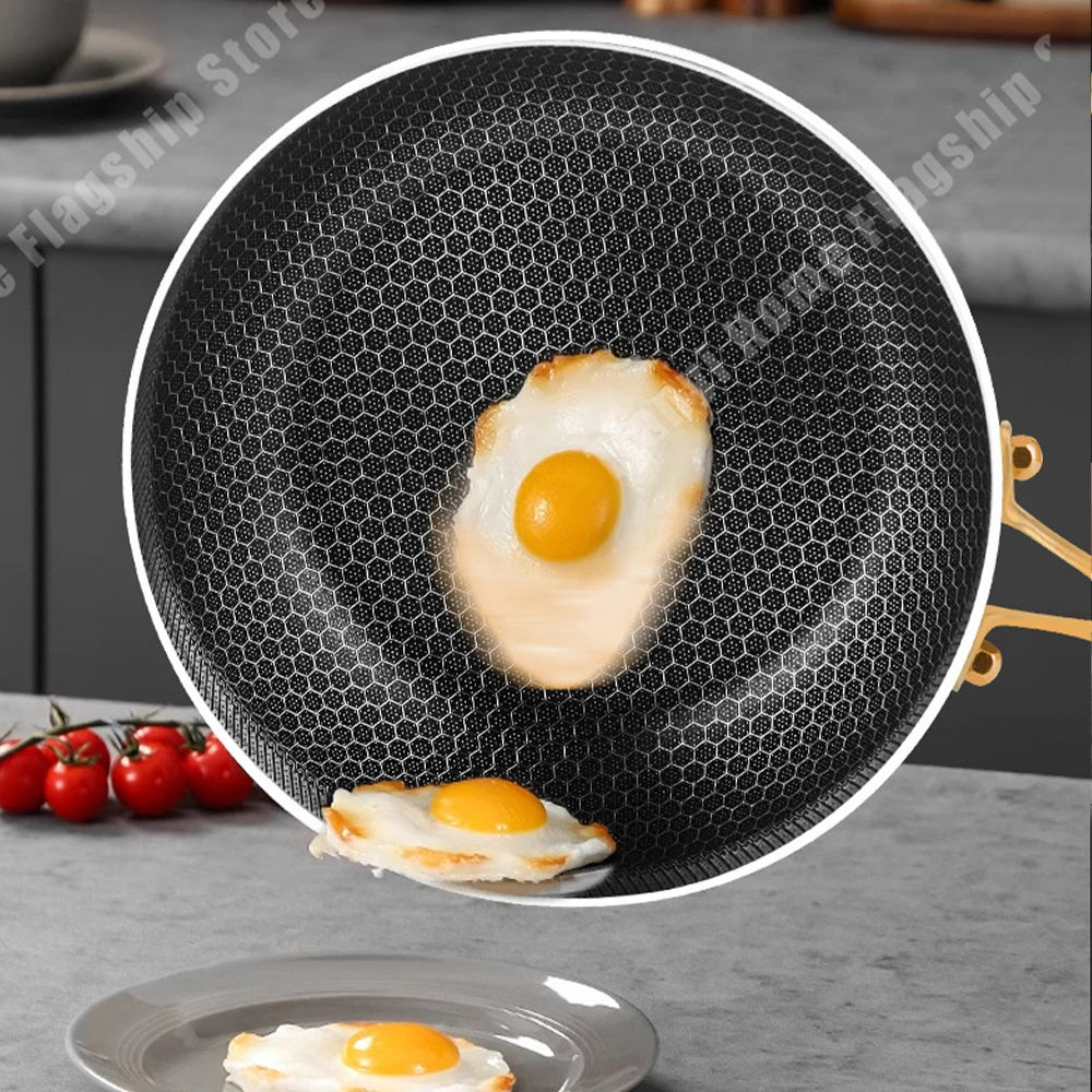 316 Stainless Steel Frying Pan Wok Non-stick Cooking