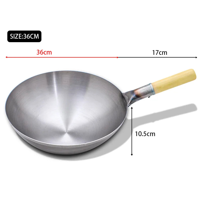 32/34/36cm Iron Wok Chinese Traditional Handmade Large Wok Household Cooking Pot