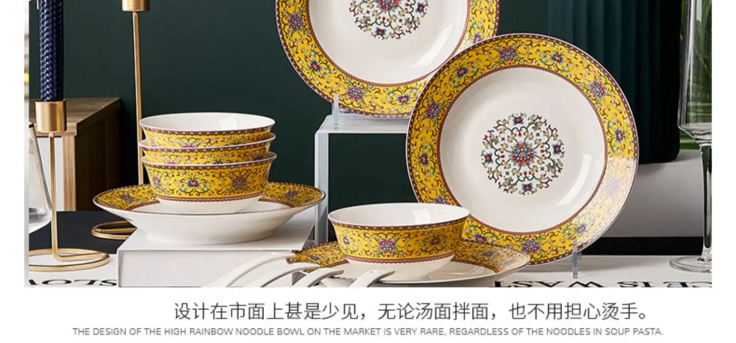 Fine China Kitchen Dinnerware Sets Ceramic Dining Room Guests Party Plates Set Christmas Gift Jogo De Jantar Serving Tableware