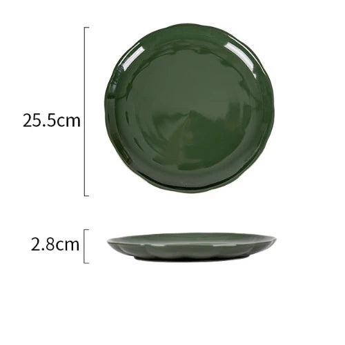 French Style Retro Green Ceramic Tableware Set Rainforest Series Dessert Plate Bowl Fish Dishes Home Cafe Afternoon Tea Mug Dish