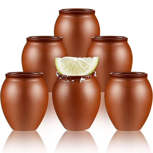 Mini Clay Tequila Shot Glasses Cantaritos de Barro Mexicanos for Tequila,Margaritas,Mojitos Natural Clay Cups for Taco Tuesdays