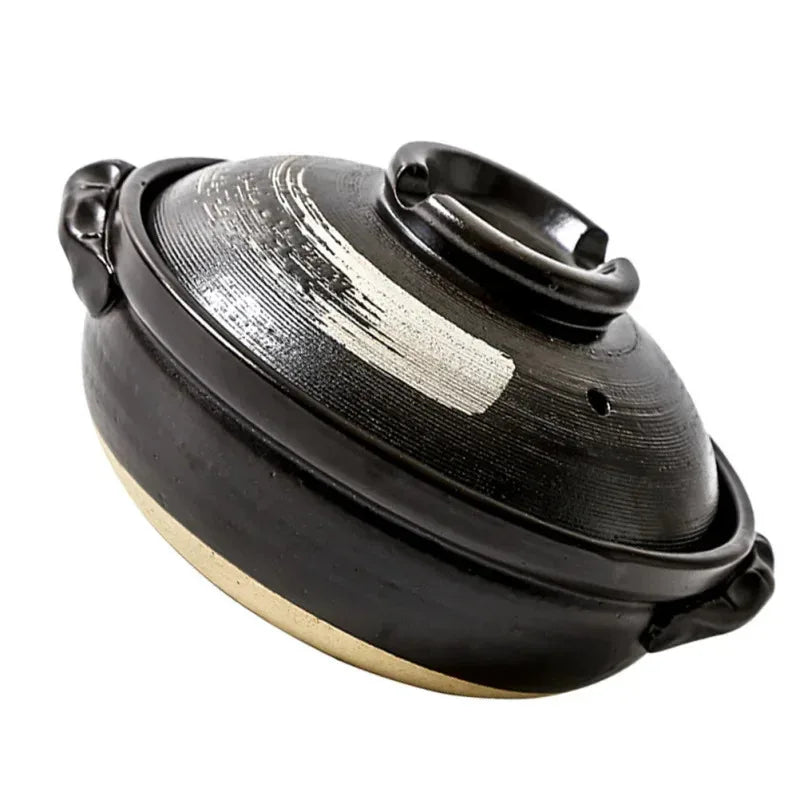 0.9L Ceramic Clay Pot Cooking Casserole Japanese Stew Soup Pot With Lid Earthenware Hot Pot Stockpot Dish Pan Cookware Stock Pot