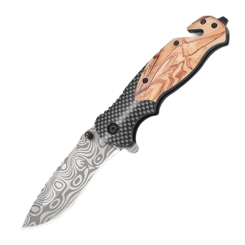 Portable Plastic Handle, Multi-purpose Folding Knife, Stainless Steel Blade, Camping and Tourism Cutting Tool