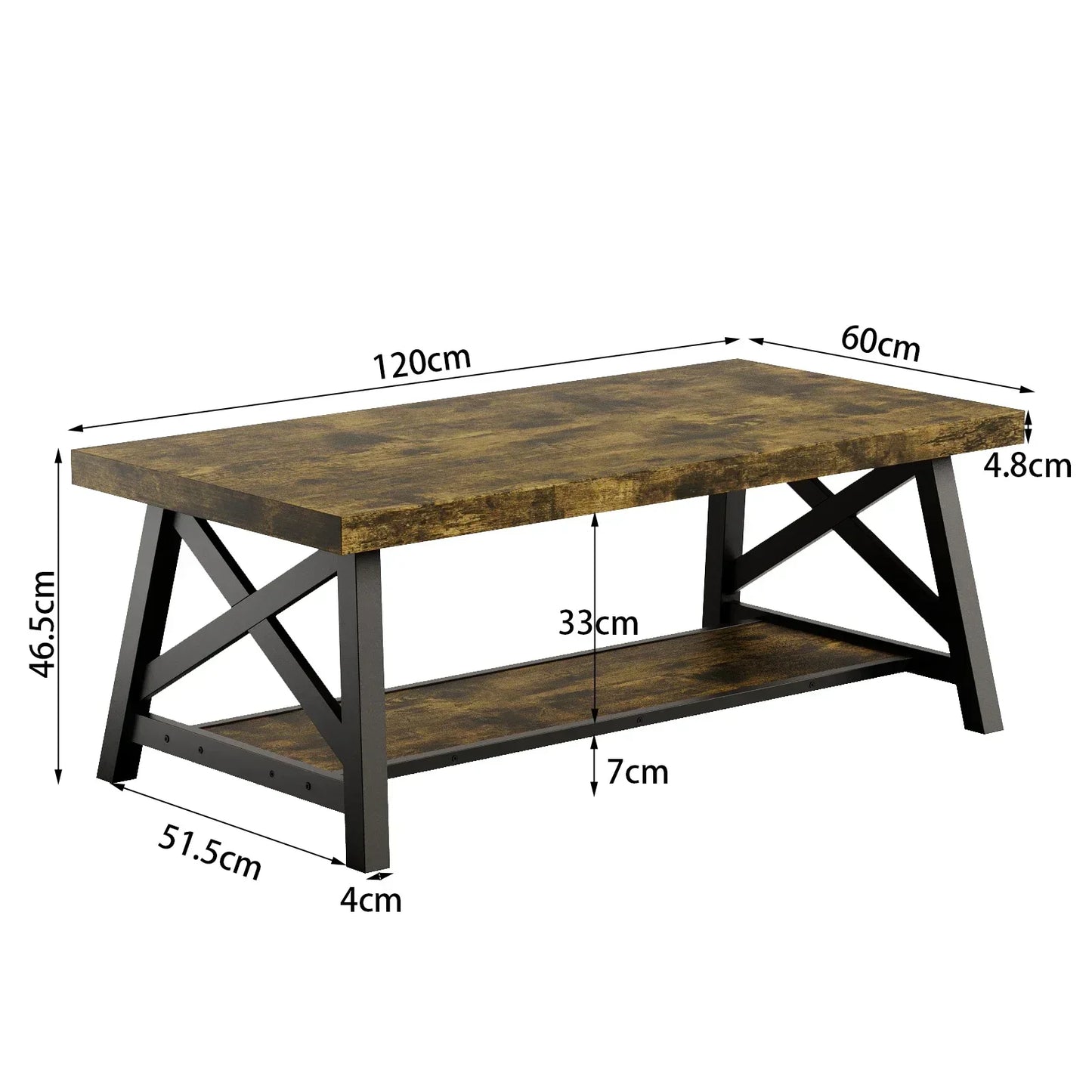 For Living Room,Farmhouse Coffee Table Living Room Small Tables 45" Modern 2-Tier Coffee Tables Coffee Table with Storage