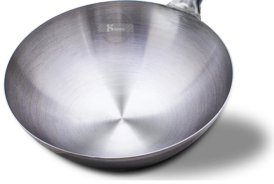 32/34/36cm Iron Wok Chinese Traditional Handmade Large Wok Household Cooking Pot