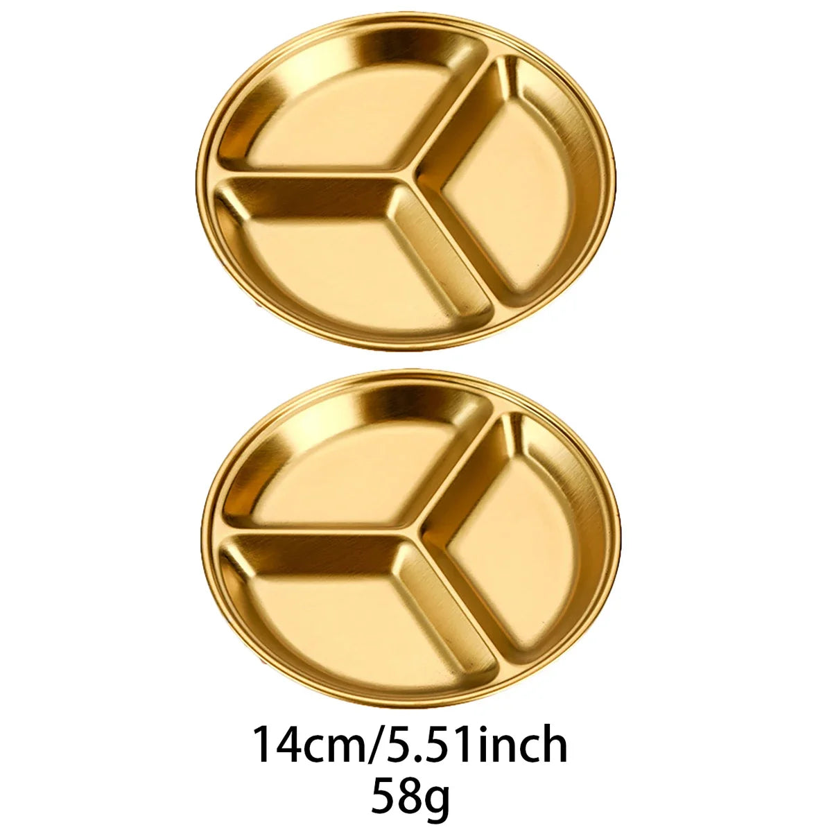 2pcs/set Korean Style Barbecue Dipping Dish Creative Stainless Steel Circular Grid Plate Thickened Golden Sauce Dish Snack Plate