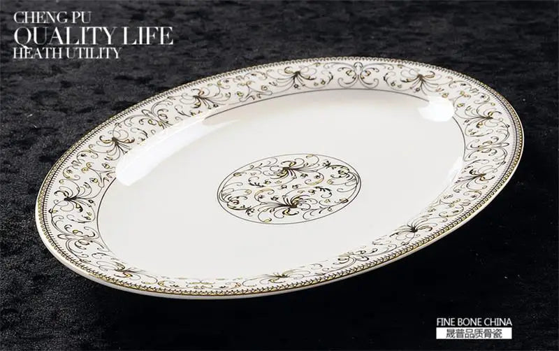 46-piece set, royal gold ware designed,  fine bone china dinnerware sets, chinese crockery set plates, porcelain dinnerware