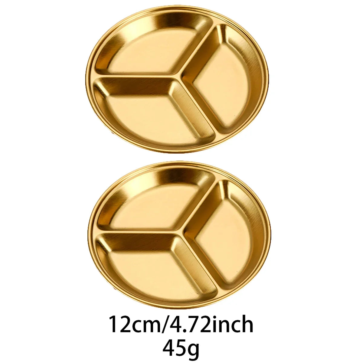 2pcs/set Korean Style Barbecue Dipping Dish Creative Stainless Steel Circular Grid Plate Thickened Golden Sauce Dish Snack Plate