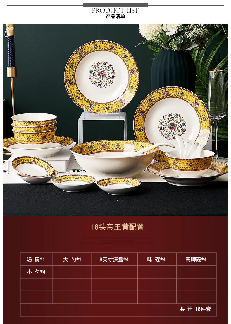 Fine China Kitchen Dinnerware Sets Ceramic Dining Room Guests Party Plates Set Christmas Gift Jogo De Jantar Serving Tableware