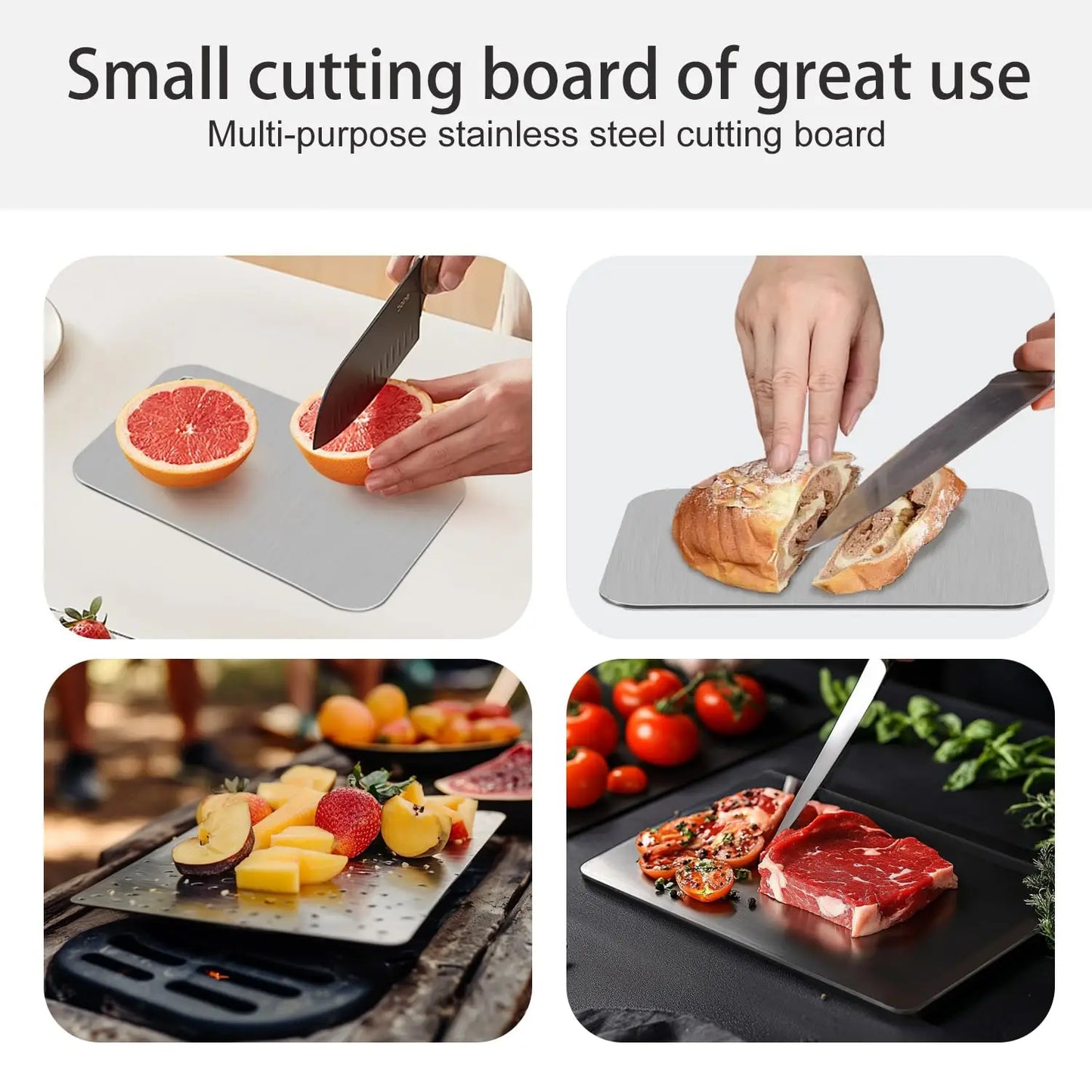 Titanium Cutting Boards for Kitchen Stainless Board 304 Steel Thickened Double Sided Food Grade Portable Fruit Meat Chopping