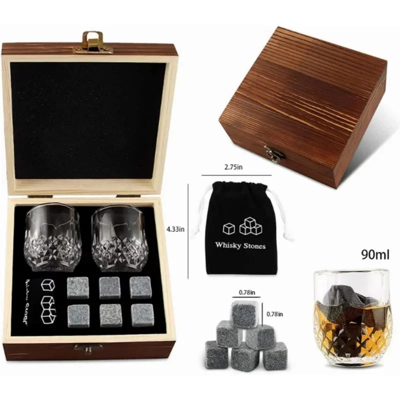 Father's Day Gift Whiskey Ice Stone Wine Glass Set