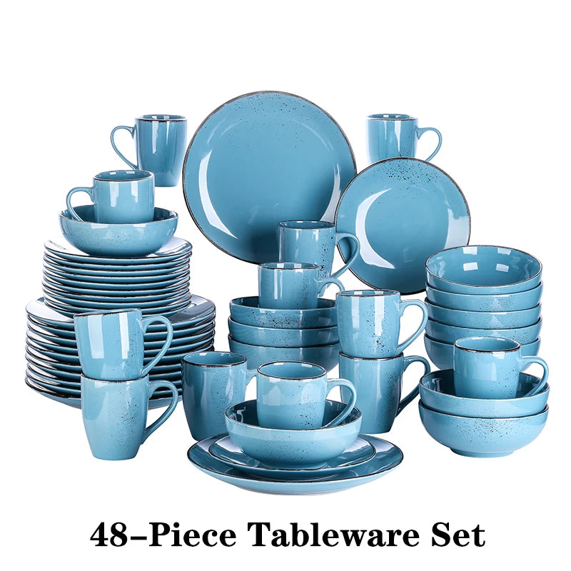 Vancasso Navia 16/32/48-Piece Ceramic Stoneware Dinnerware Plate Set with Dinner Plate,Dessert Plate,800ml Bowl,380ml Mug Set