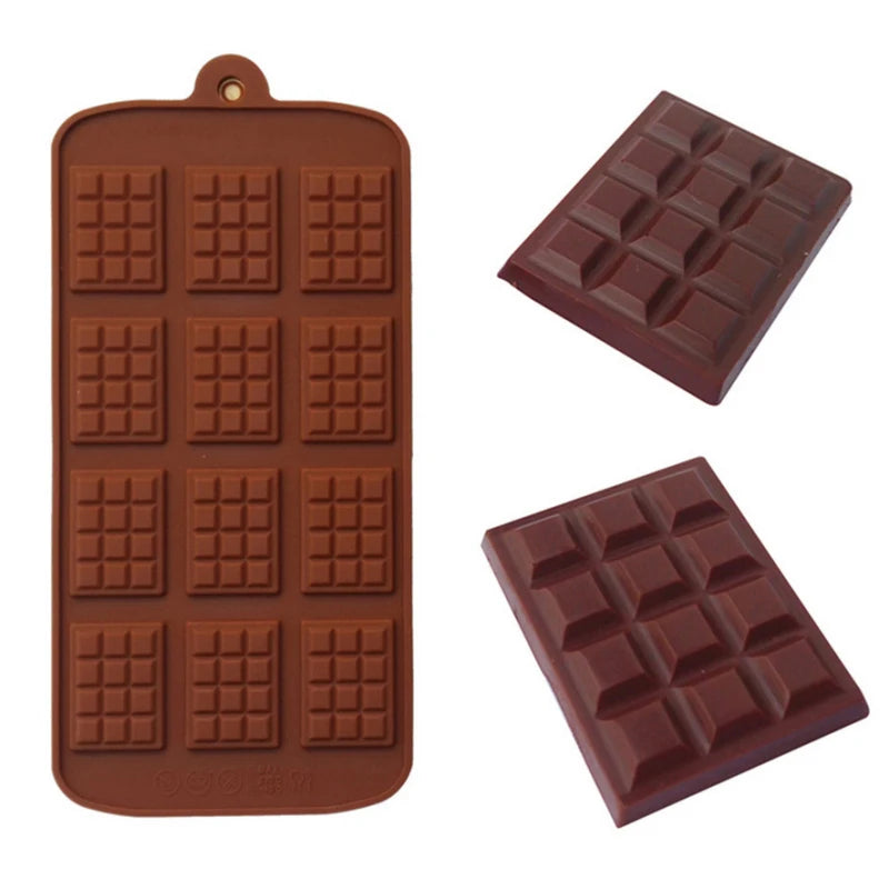 12 Even Chocolate Mold Silicone Mold Fondant Waffles Molds DIY Candy Bar Mould Cake Decoration Tools Kitchen Baking Accessories