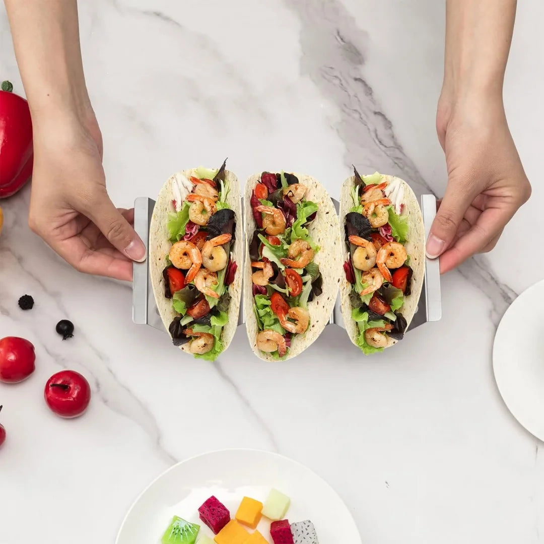 2pcs/6pcs Stainless Steel Taco Stand Stainless Steel Stand Tray Holder Tortilla Burrito Holder Each Can Hold 2-3 Burritos