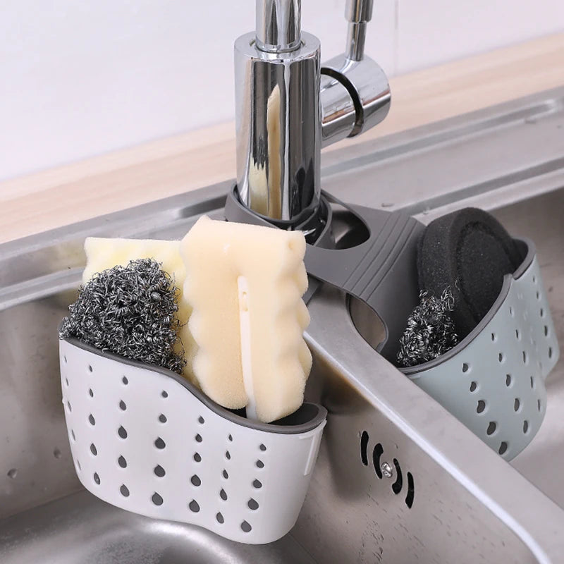 Kitchen Sink Shelf Organizers Double-Layer Hanging Soap Sponge Storage Holder Accessories Silicone Drain Rack Basket Supplies