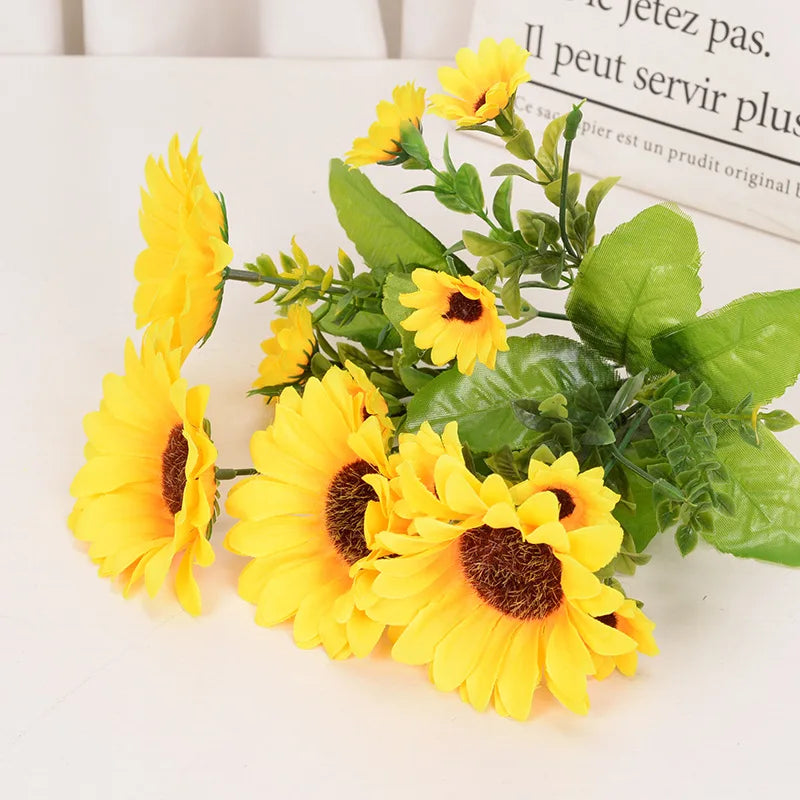 Artificial Sunflower Bouquet Silk Sunflower Fake Flower DIY Wedding Bouquets Centerpieces Party Desktop Home interior Decoration