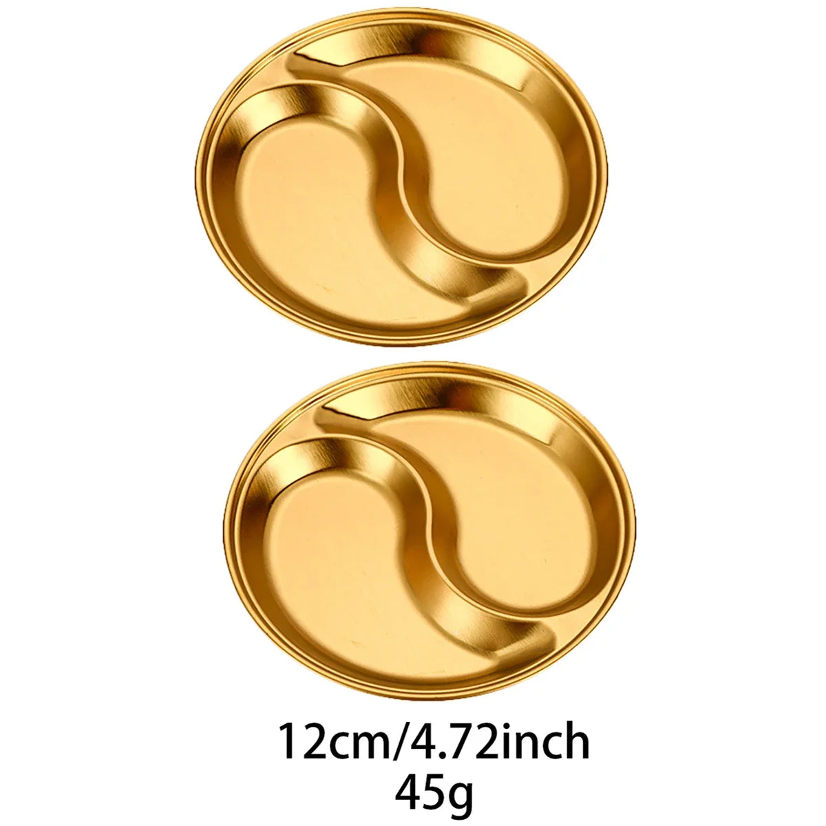 2pcs/set Korean Style Barbecue Dipping Dish Creative Stainless Steel Circular Grid Plate Thickened Golden Sauce Dish Snack Plate