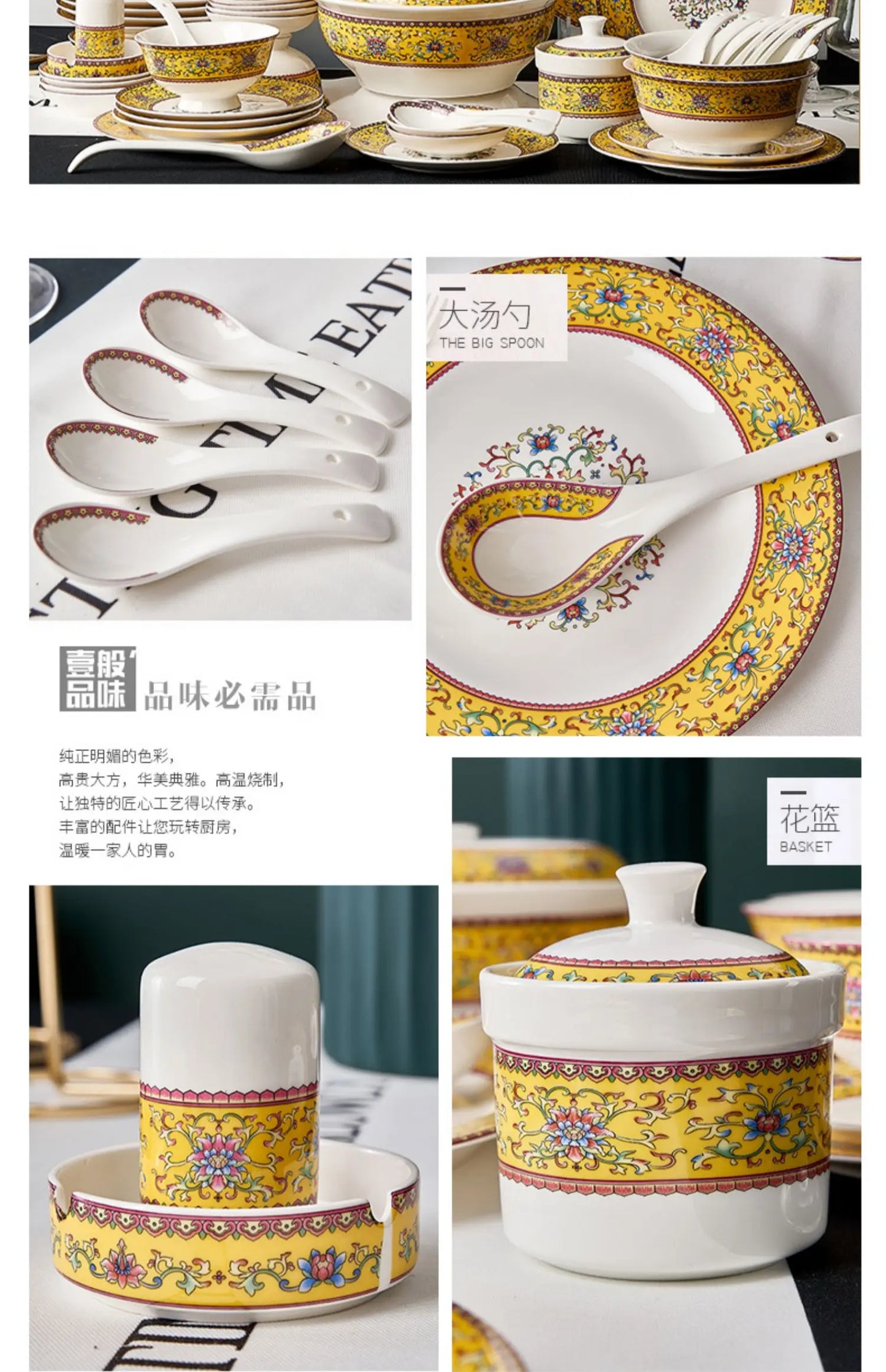 Fine China Kitchen Dinnerware Sets Ceramic Dining Room Guests Party Plates Set Christmas Gift Jogo De Jantar Serving Tableware
