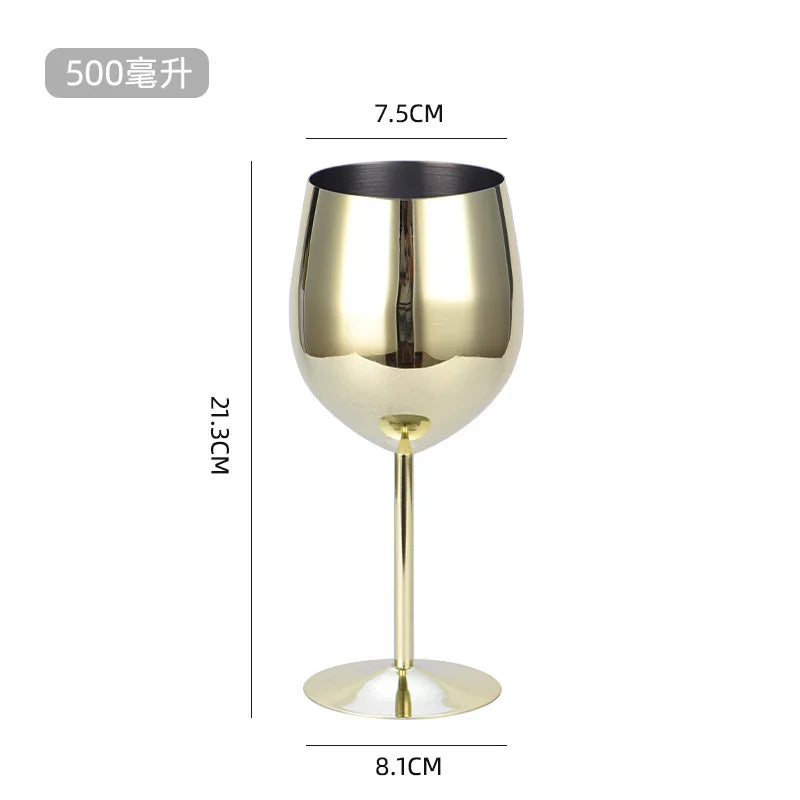 Stainless Steel Wine Goblet Bar Drinking Champagne Glass 220ml 350ml 500ml Party Home Bar Supply