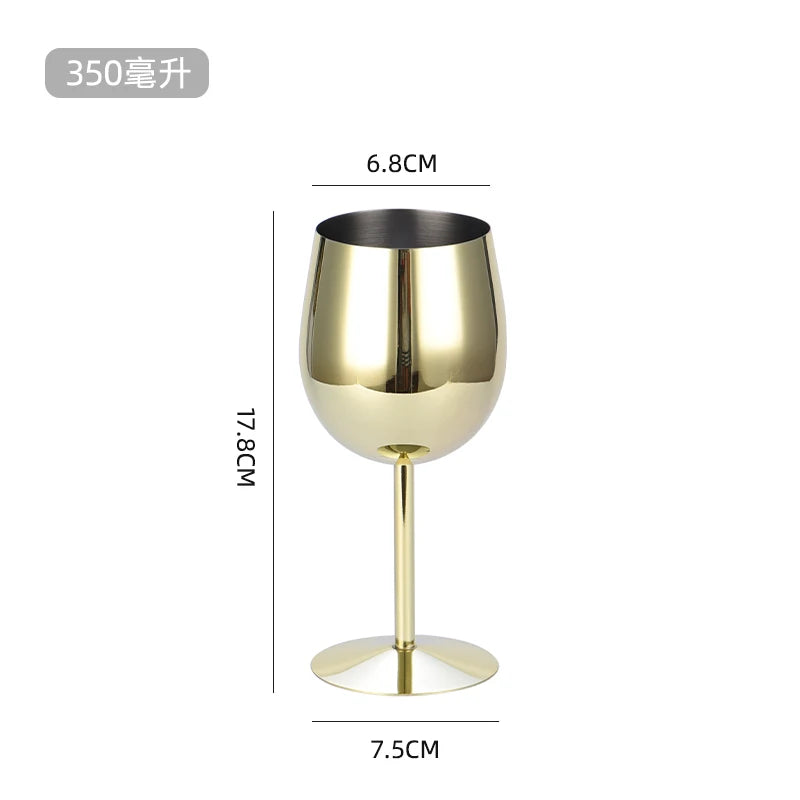 Stainless Steel Wine Goblet Bar Drinking Champagne Glass 220ml 350ml 500ml Party Home Bar Supply