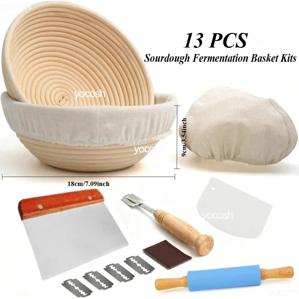 1set Professional Baking Tools 24 Oz Sourdough Starter Jar Pastry Mat Scraper Bread Slicing Knife Gloves for Home DIY Baking Kit