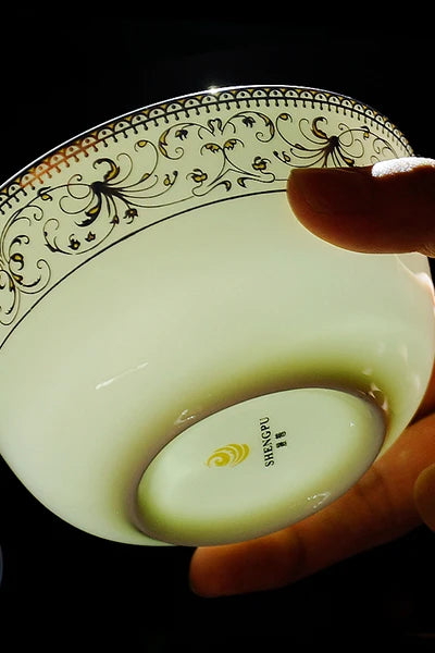 46-piece set, royal gold ware designed,  fine bone china dinnerware sets, chinese crockery set plates, porcelain dinnerware