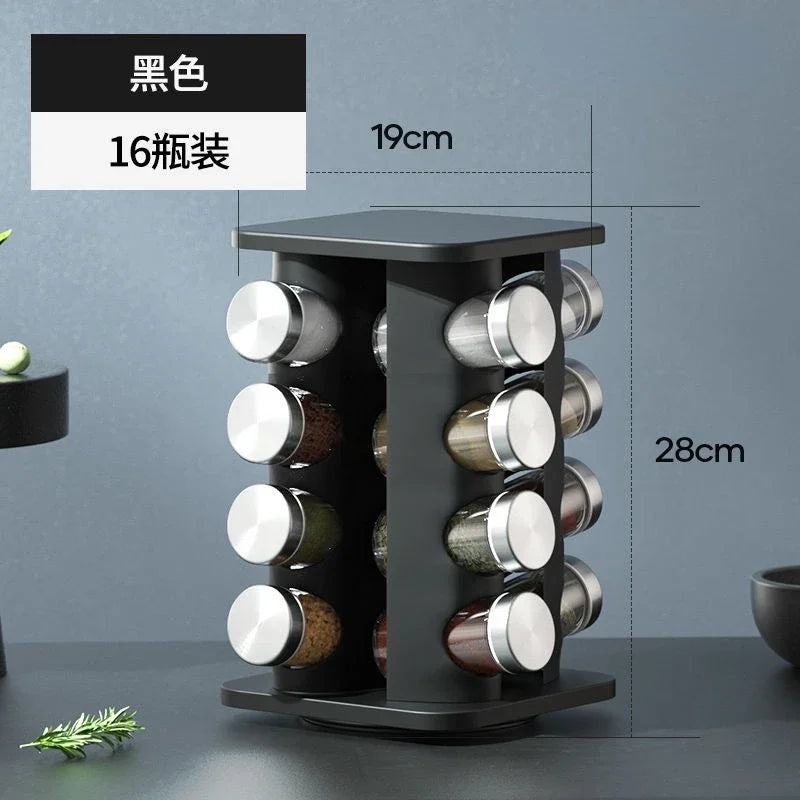 Stainless Steel Rotating Seasoning Rack Nordic Style Kitchen Special 360-degree Rotating Countertop Seasoning Storage Rack