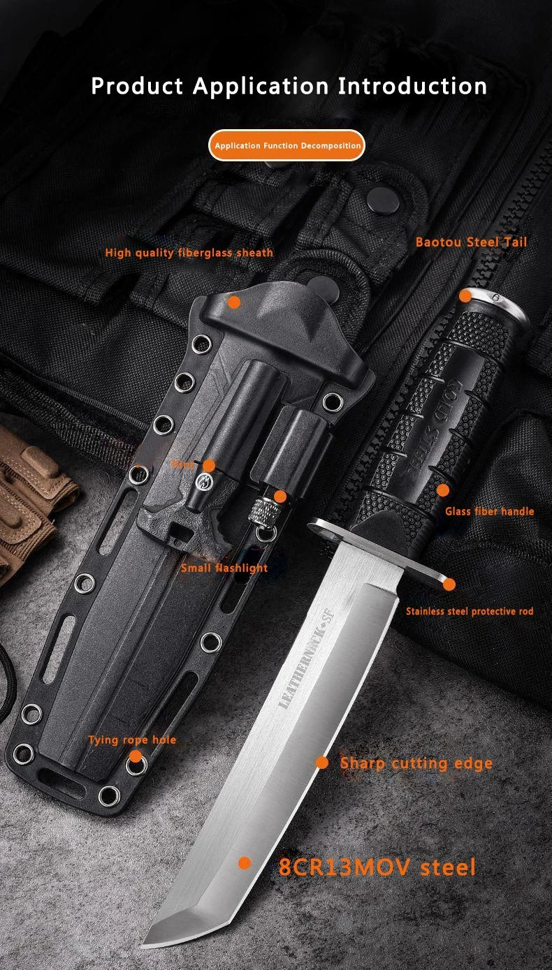 K Sheath Outdoor Straight Knife Camping Style Portable Fishing Straight Knife Fruit Knife Portable Multi-Functional Knife