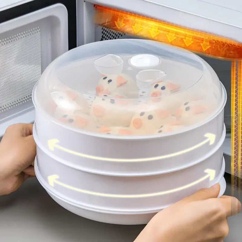 1PC Double Microwave Oven Special Steamer Box Multi-Function Hot Steamed Bun Large CapacityTray Household Heating Appliance
