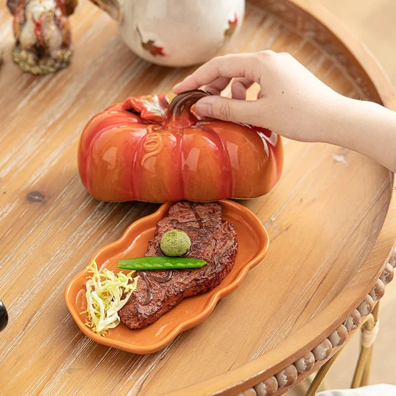 Cute and Novel Pumpkin Ceramic Dinner Plate