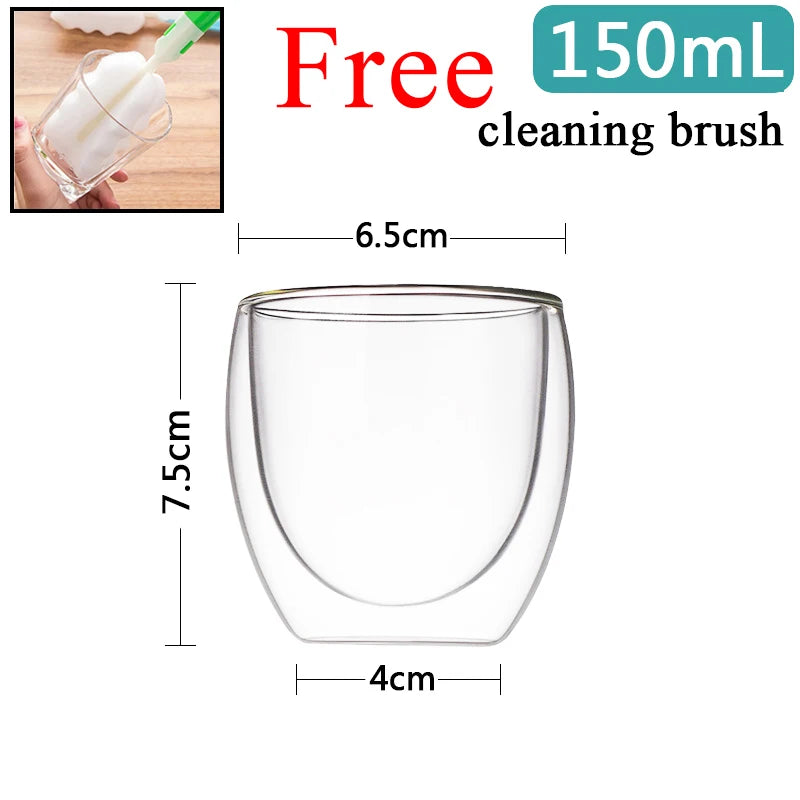 Transparent Glass Coffee Cup Milk Whiskey Tea Beer Double Creative Heat Resistant Cocktail Vodka Wine Mug Tumbler Drinkware Gift