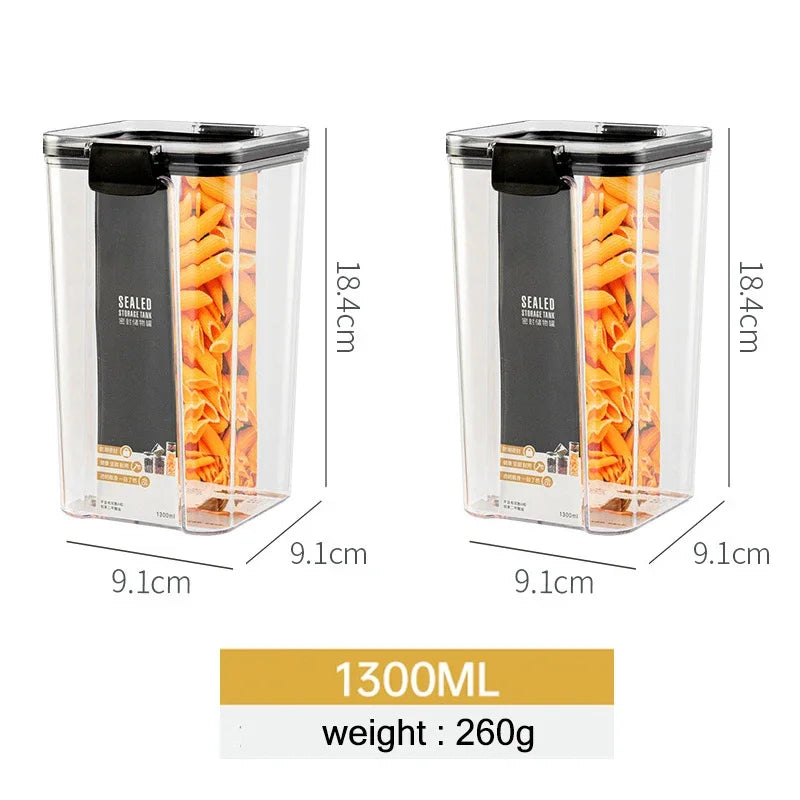460–1800ml Stackable Airtight Food Storage Container Set – Plastic Kitchen Jars for Multigrain, Tea, Dried Fruit & More