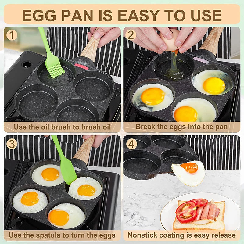 2/4-Hole Frying Pot Pan Thickened Omelet Pan Non-stick Egg Pancake Steak Pan Cooking Egg Ham Pans Breakfast Maker Cookware Pan