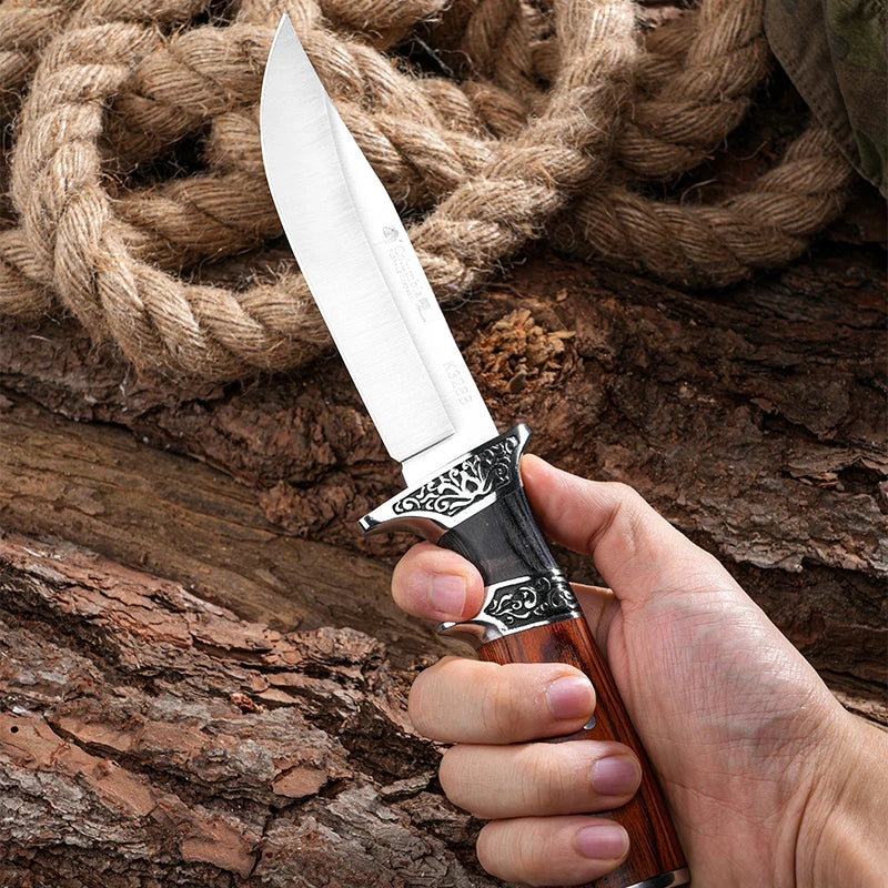 Outdoor Steel Hand Small Straight Knife Camping Portable Multi-Functional High Hardness Knife Household Fruit Knife Knife