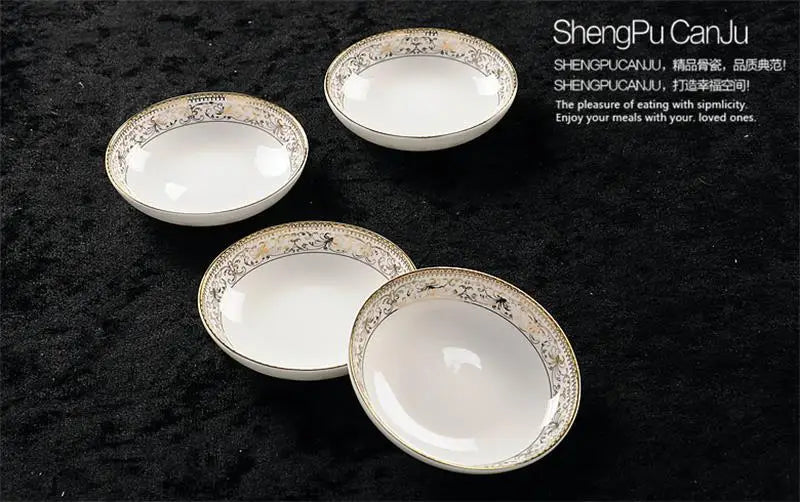 46-piece set, royal gold ware designed,  fine bone china dinnerware sets, chinese crockery set plates, porcelain dinnerware