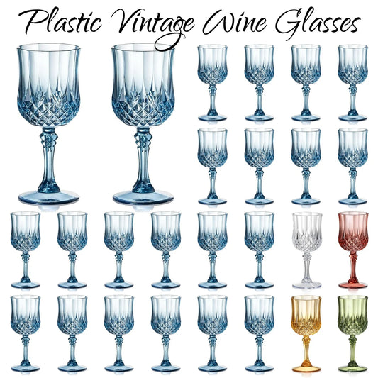 12/24 Pcs 7oz Plastic Wine Glasses Drinking Glasses Unbreakable Wedding Glassware Reusable Drinkware Champagne Flutes Goblets