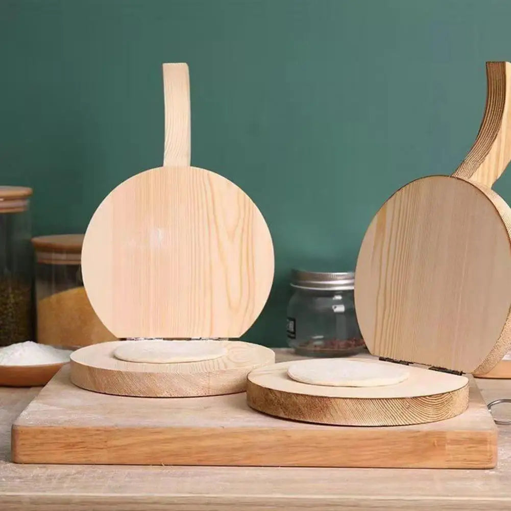 Wooden Dumpling Press Handmade Wooden Dumpling Skin Tortilla Maker Set Dough Pressing Tools for Home Kitchen Fine Workmanship