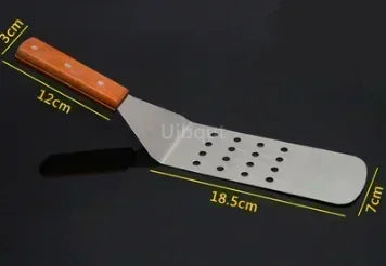 Stainless Steel Steak Fried Shovel Spatula Pizza peel Grasping Cutter Spade Pastry BBQ Tools Wooden Rubber Handle Kitchen turner