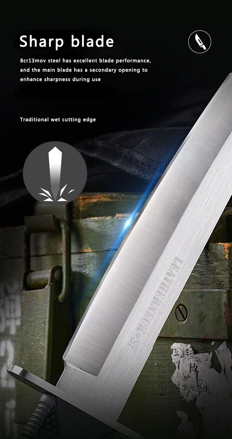 K Sheath Outdoor Straight Knife Camping Style Portable Fishing Straight Knife Fruit Knife Portable Multi-Functional Knife