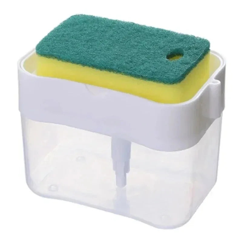 Automatic Soap Dispensing Dishwashing Pot Brush – Press Clean Kitchen Brush with Liquid Filling Box & Cleaning Cloth