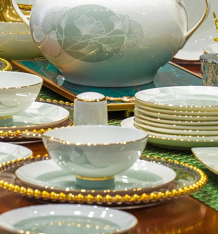 New Bone China Dinnerware Set with Colorful Glaze Elegant Bowls and Plates for Home Ceramic Bowls and Plates Set