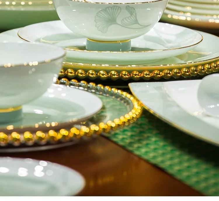 New Bone China Dinnerware Set with Colorful Glaze Elegant Bowls and Plates for Home Ceramic Bowls and Plates Set