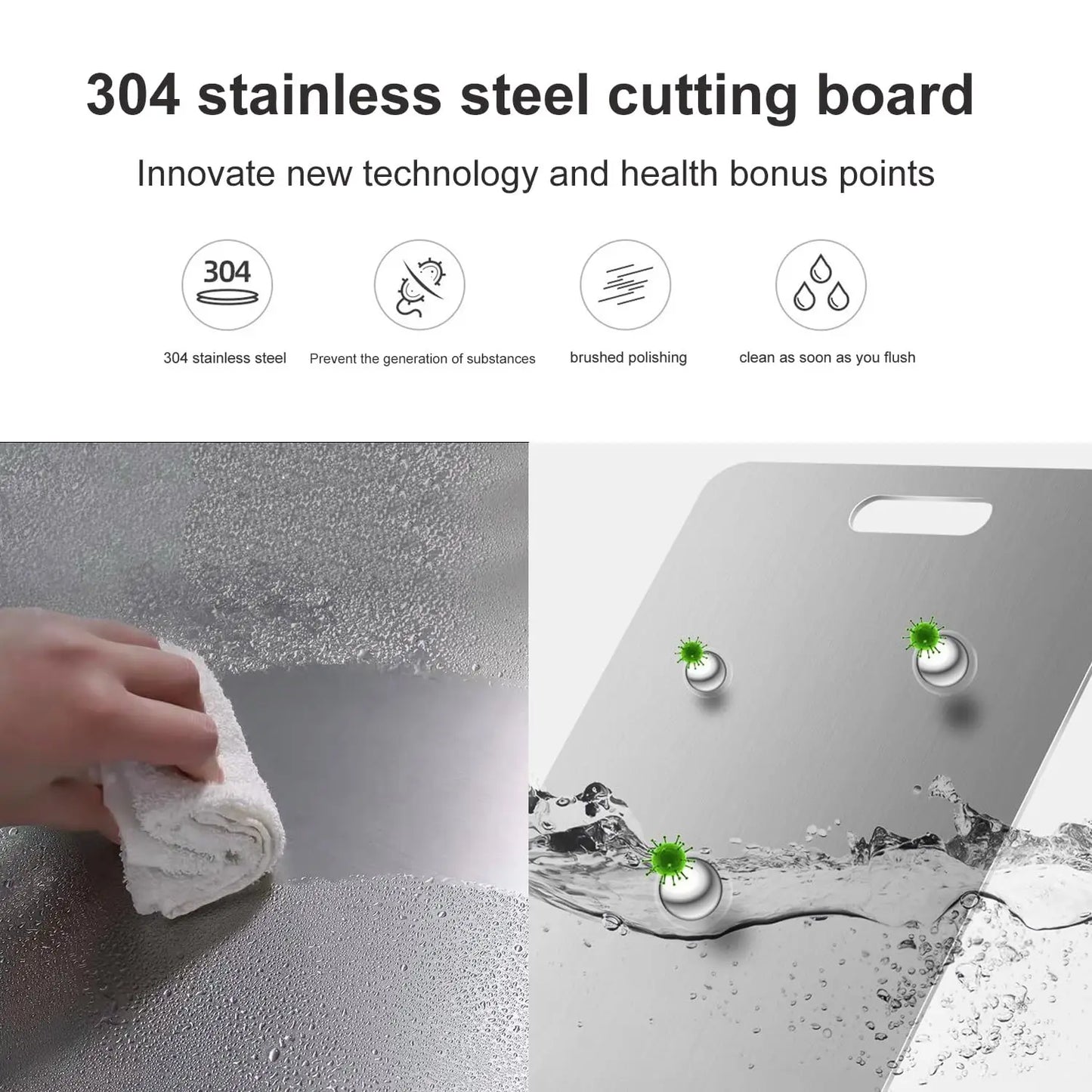 Titanium Cutting Boards for Kitchen Stainless Board 304 Steel Thickened Double Sided Food Grade Portable Fruit Meat Chopping