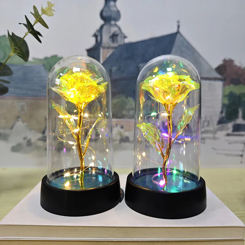 Eternal Rose Light LED Foil Flower Valentines Day Gift Wedding Party Decor  Artificial Rose Flowers Light Christmas Decoration