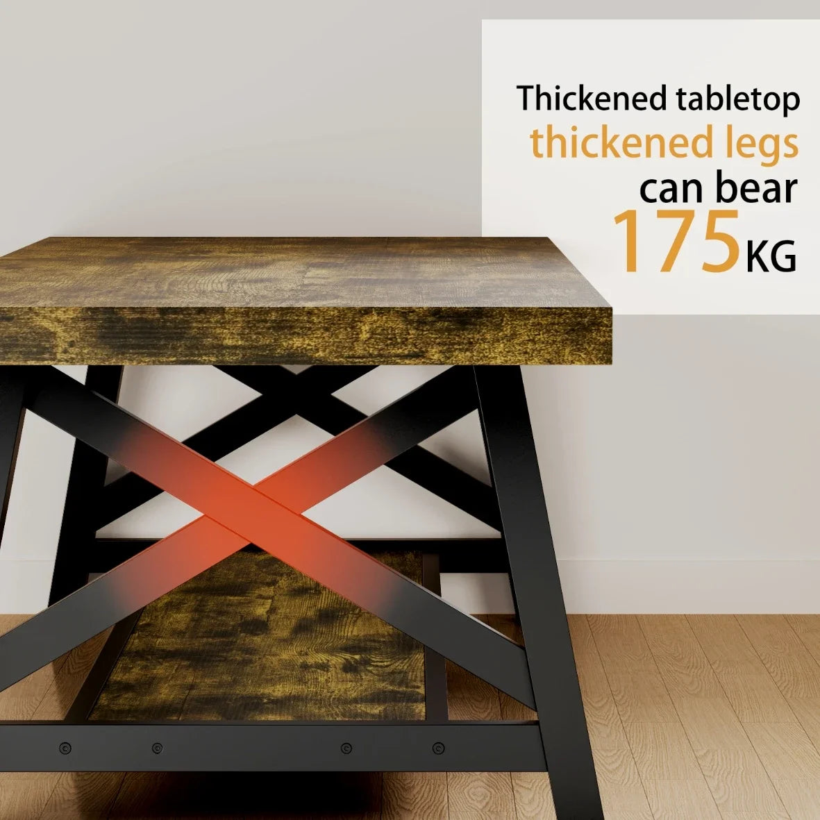 For Living Room,Farmhouse Coffee Table Living Room Small Tables 45" Modern 2-Tier Coffee Tables Coffee Table with Storage