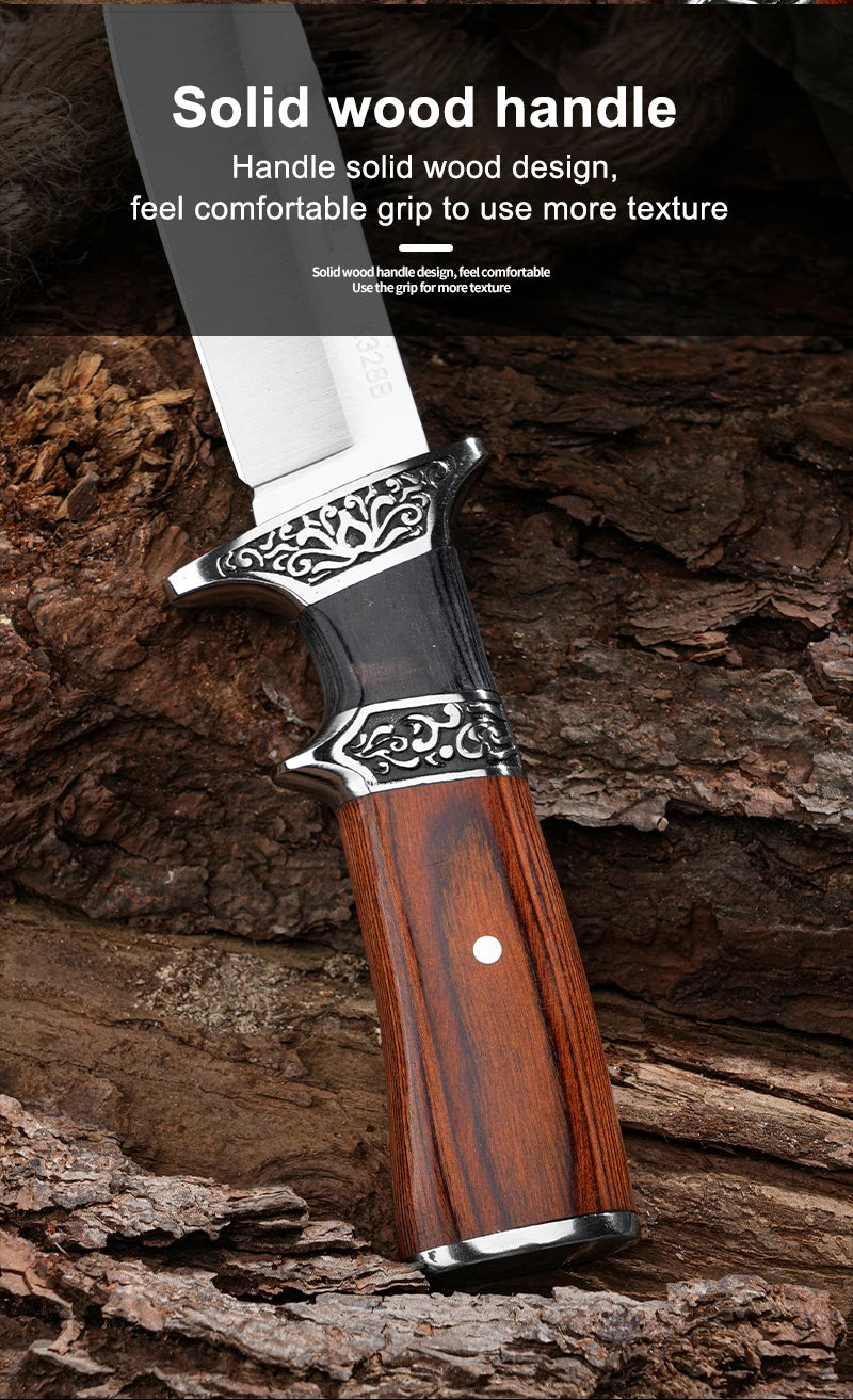 Outdoor Steel Hand Small Straight Knife Camping Portable Multi-Functional High Hardness Knife Household Fruit Knife Knife