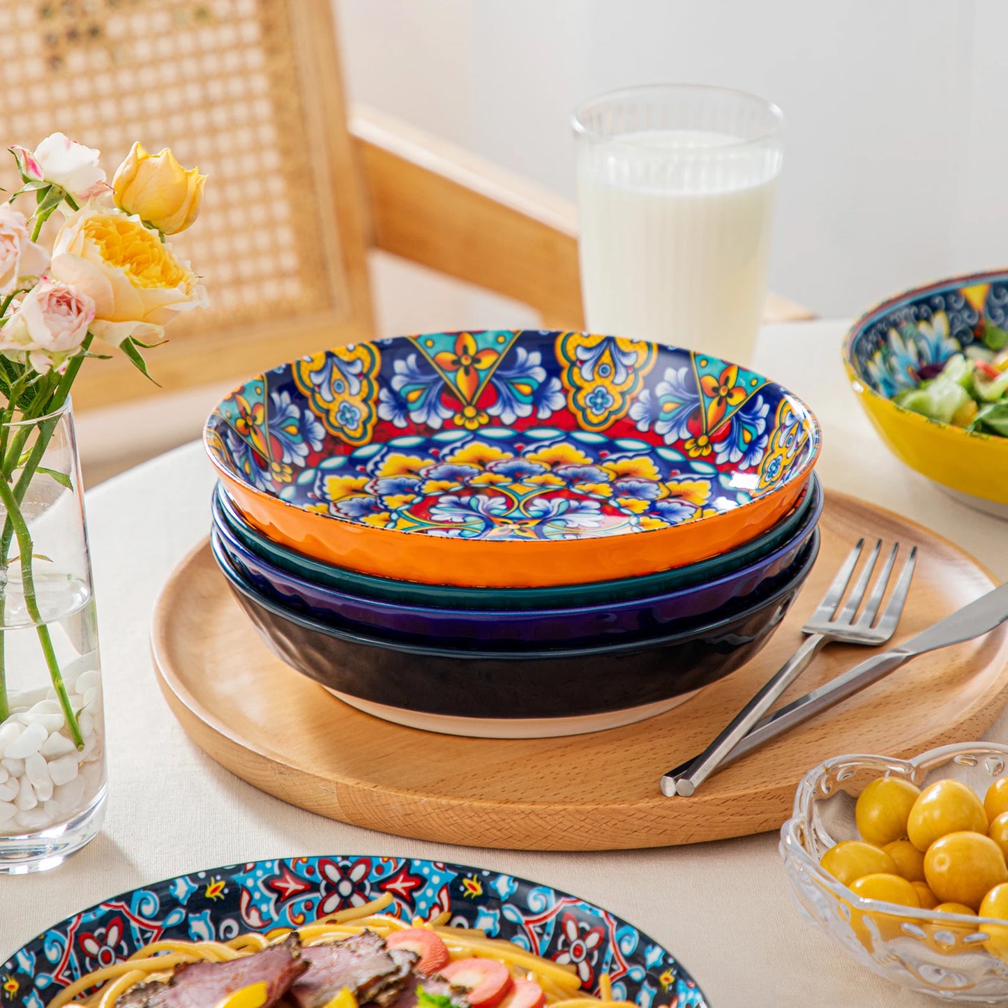 Vancasso 6-24 Piece Ceramic Dinnerware Set - Bohemian Style Stoneware for 6