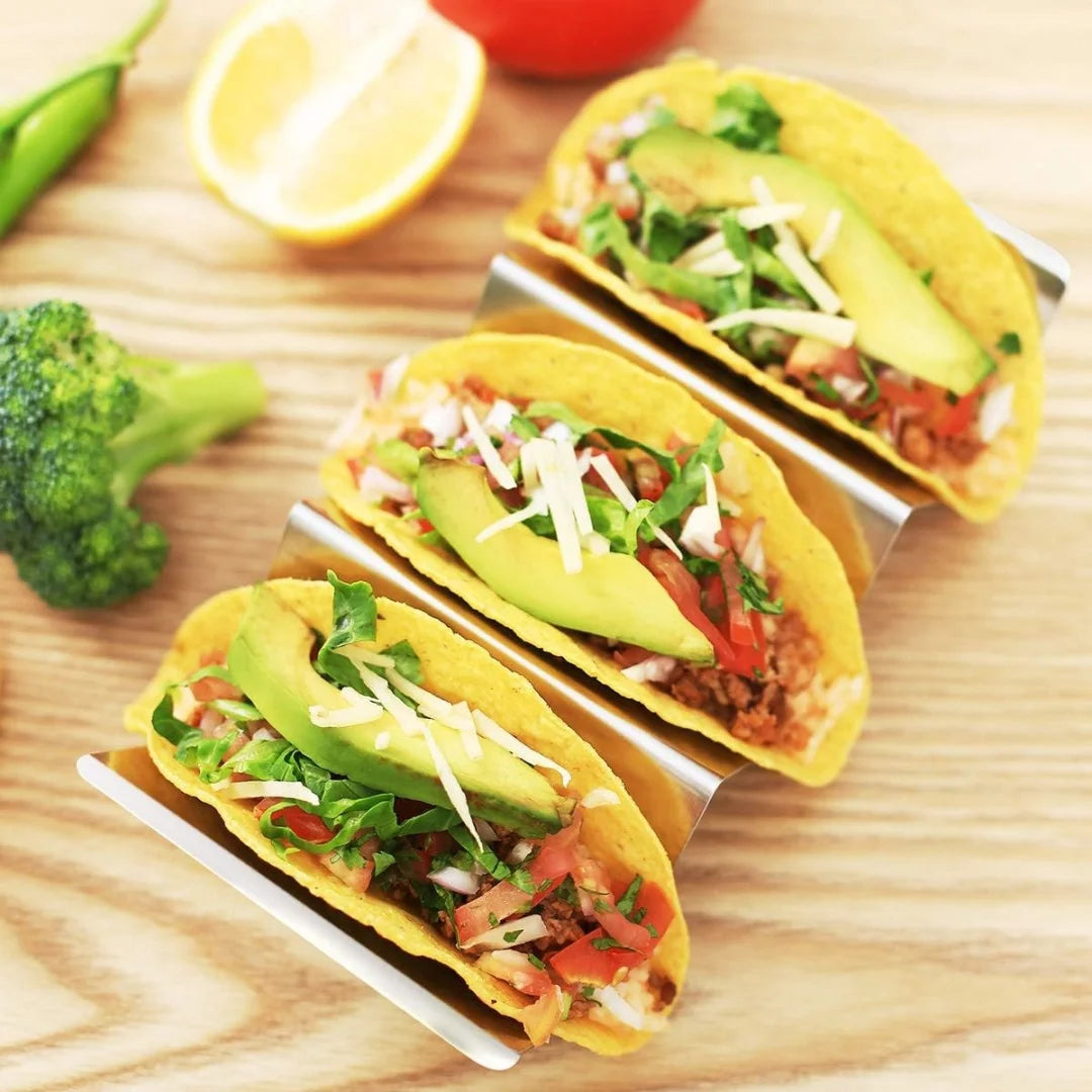 2pcs/6pcs Stainless Steel Taco Stand Stainless Steel Stand Tray Holder Tortilla Burrito Holder Each Can Hold 2-3 Burritos