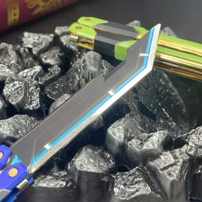 Hot Valorant Game Merch Craft Toy, 20 Cm (7.8 Inches), Foldable RGX Butterfly Knife, Zinc Alloy Metal, Comes with Sheath