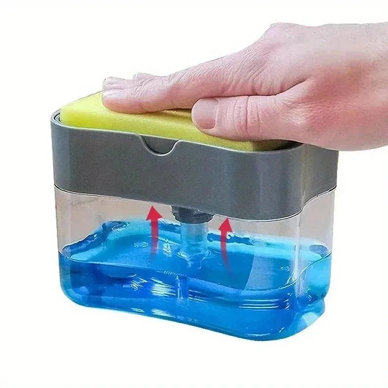 Automatic Soap Dispensing Dishwashing Pot Brush – Press Clean Kitchen Brush with Liquid Filling Box & Cleaning Cloth